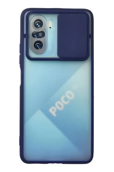Newface Xiaomi Poco F3 Kılıf Palm Buzlu Kamera Sürgülü Silikon - Lacivert resmi
