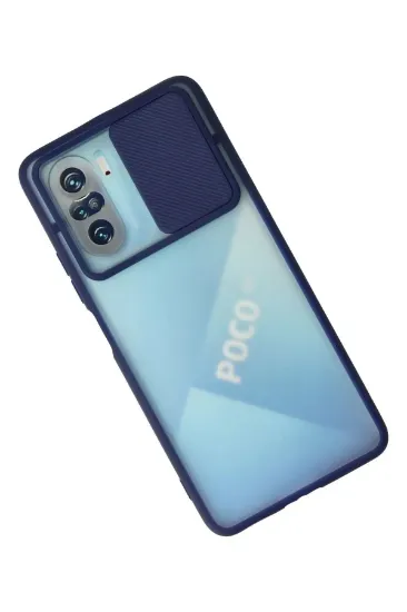 Newface Xiaomi Poco F3 Kılıf Palm Buzlu Kamera Sürgülü Silikon - Lacivert resmi