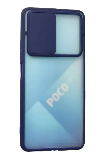 Newface Xiaomi Poco F3 Kılıf Palm Buzlu Kamera Sürgülü Silikon - Lacivert resmi