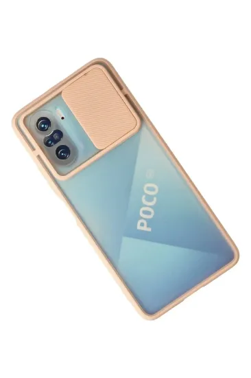 Newface Xiaomi Poco F3 Kılıf Palm Buzlu Kamera Sürgülü Silikon - Pembe resmi