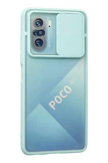 Newface Xiaomi Poco F3 Kılıf Palm Buzlu Kamera Sürgülü Silikon - Turkuaz resmi