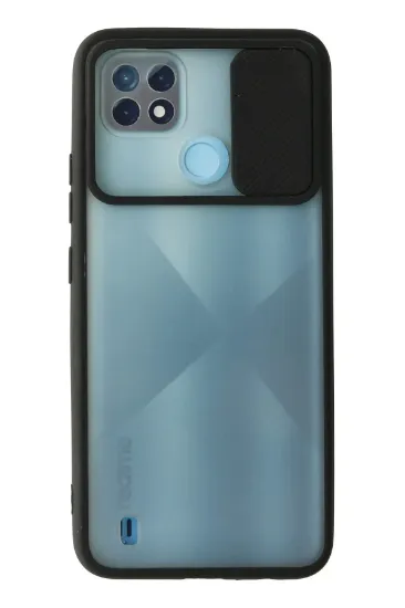 Newface Realme C21 Kılıf Palm Buzlu Kamera Sürgülü Silikon - Siyah resmi