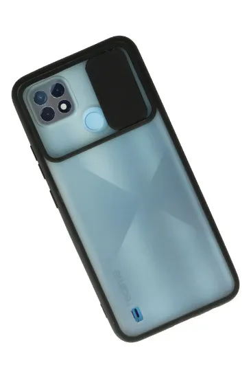 Newface Realme C21 Kılıf Palm Buzlu Kamera Sürgülü Silikon - Siyah resmi