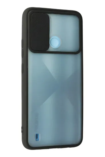 Newface Realme C21 Kılıf Palm Buzlu Kamera Sürgülü Silikon - Siyah resmi