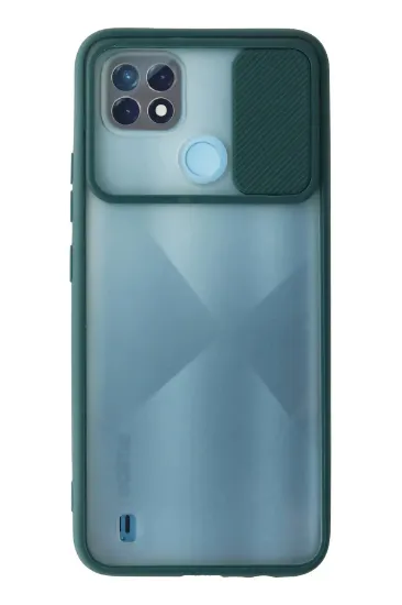 Newface Realme C21 Kılıf Palm Buzlu Kamera Sürgülü Silikon - Yeşil resmi