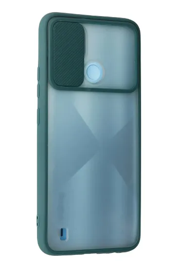 Newface Realme C21 Kılıf Palm Buzlu Kamera Sürgülü Silikon - Yeşil resmi