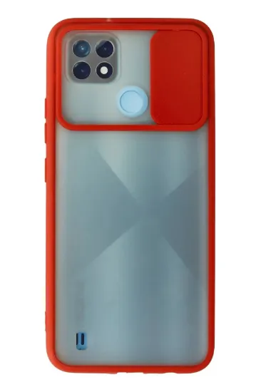 Newface Realme C21 Kılıf Palm Buzlu Kamera Sürgülü Silikon - Kırmızı resmi