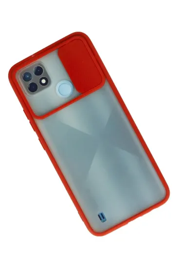 Newface Realme C21 Kılıf Palm Buzlu Kamera Sürgülü Silikon - Kırmızı resmi
