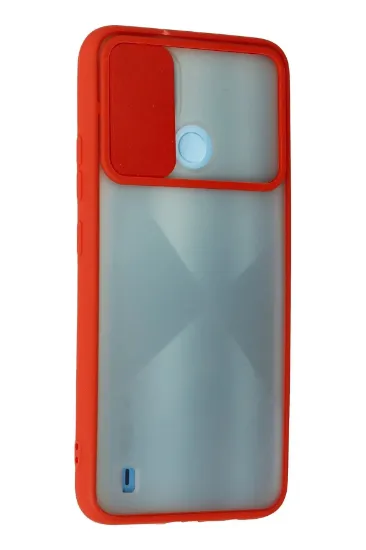 Newface Realme C21 Kılıf Palm Buzlu Kamera Sürgülü Silikon - Kırmızı resmi