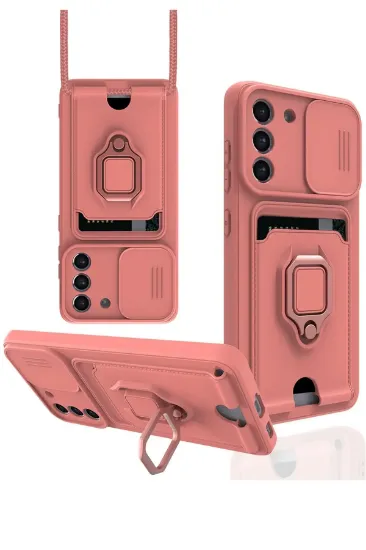 Newface Samsung Galaxy S21 FE Kılıf Zuma Kartvizitli Yüzüklü Silikon - Pembe resmi