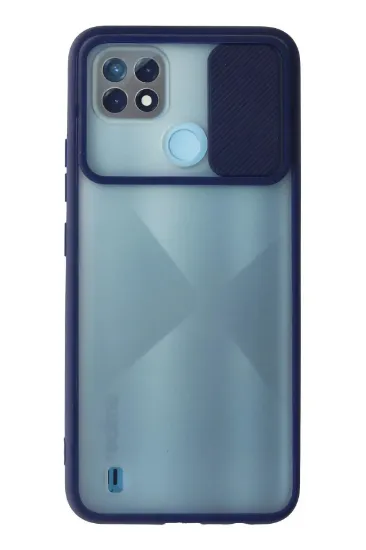 Newface Realme C21 Kılıf Palm Buzlu Kamera Sürgülü Silikon - Lacivert resmi