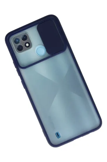 Newface Realme C21 Kılıf Palm Buzlu Kamera Sürgülü Silikon - Lacivert resmi
