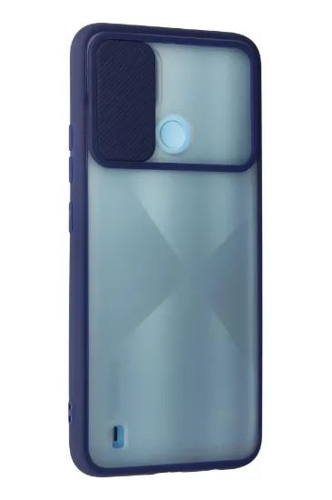 Newface Realme C21 Kılıf Palm Buzlu Kamera Sürgülü Silikon - Lacivert resmi