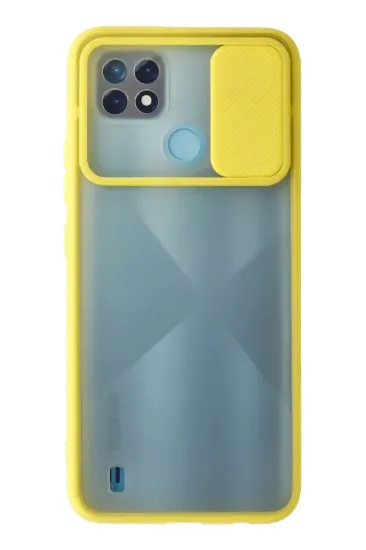 Newface Realme C21 Kılıf Palm Buzlu Kamera Sürgülü Silikon - Sarı resmi