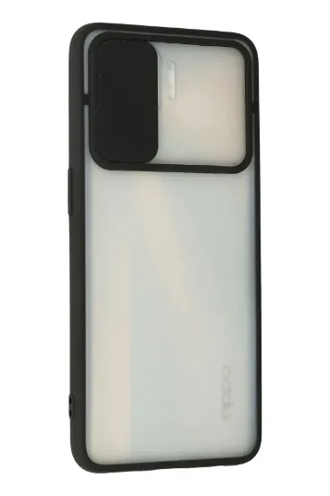 Newface Oppo Reno 4 Lite Kılıf Palm Buzlu Kamera Sürgülü Silikon - Siyah resmi
