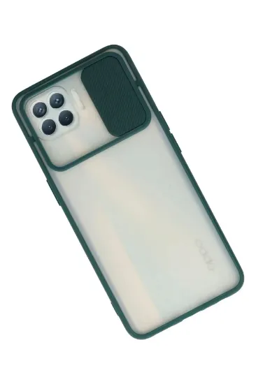 Newface Oppo Reno 4 Lite Kılıf Palm Buzlu Kamera Sürgülü Silikon - Yeşil resmi