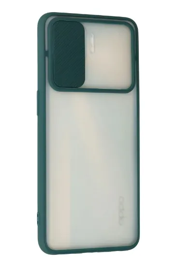 Newface Oppo Reno 4 Lite Kılıf Palm Buzlu Kamera Sürgülü Silikon - Yeşil resmi