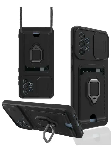 Newface Samsung Galaxy A72 Kılıf Zuma Kartvizitli Yüzüklü Silikon - Siyah resmi