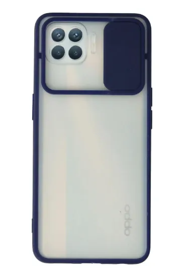 Newface Oppo Reno 4 Lite Kılıf Palm Buzlu Kamera Sürgülü Silikon - Lacivert resmi