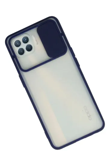 Newface Oppo Reno 4 Lite Kılıf Palm Buzlu Kamera Sürgülü Silikon - Lacivert resmi