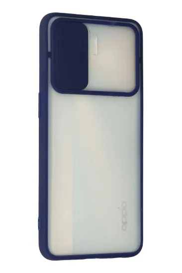 Newface Oppo Reno 4 Lite Kılıf Palm Buzlu Kamera Sürgülü Silikon - Lacivert resmi