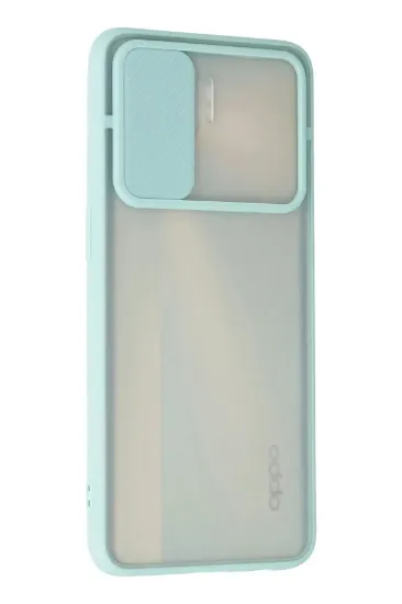 Newface Oppo Reno 4 Lite Kılıf Palm Buzlu Kamera Sürgülü Silikon - Turkuaz resmi