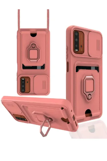 Newface Xiaomi Redmi 9T Kılıf Zuma Kartvizitli Yüzüklü Silikon - Pembe resmi