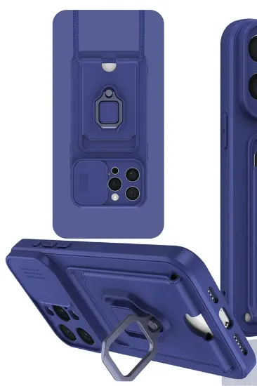 Newface iPhone 15 Pro Max Kılıf Zuma Kartvizitli Yüzüklü Silikon - Lacivert resmi