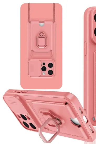 Newface iPhone 15 Pro Max Kılıf Zuma Kartvizitli Yüzüklü Silikon - Pembe resmi