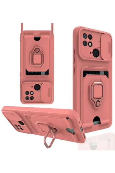Newface Xiaomi Redmi 10C Kılıf Zuma Kartvizitli Yüzüklü Silikon - Pembe resmi