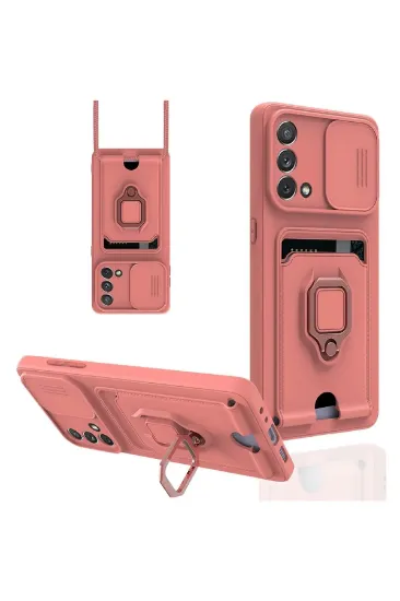 Newface Oppo A74 4G Kılıf Zuma Kartvizitli Yüzüklü Silikon - Pembe resmi