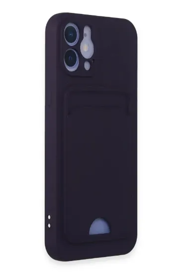 Newface iPhone 12 Kılıf Kelvin Kartvizitli Silikon - Derin Mor resmi
