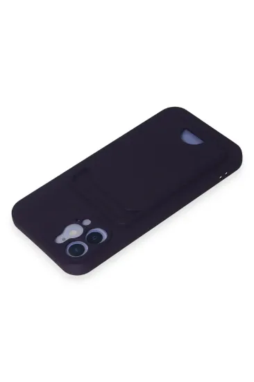 Newface iPhone 12 Kılıf Kelvin Kartvizitli Silikon - Derin Mor resmi