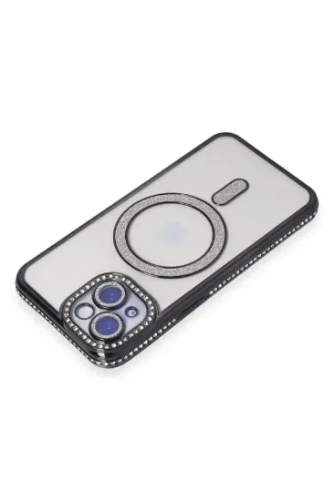 Newface iPhone 15 Kılıf Joke Simli Magneticsafe Kılıf - Siyah resmi