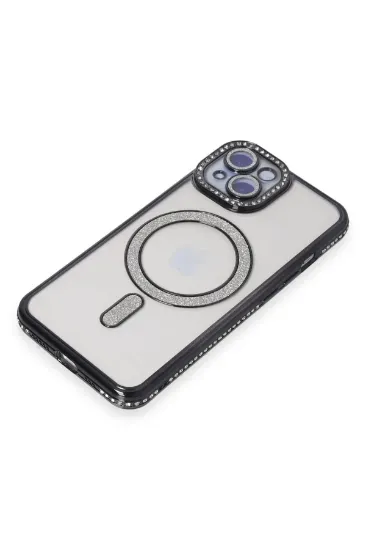 Newface iPhone 15 Kılıf Joke Simli Magneticsafe Kılıf - Siyah resmi