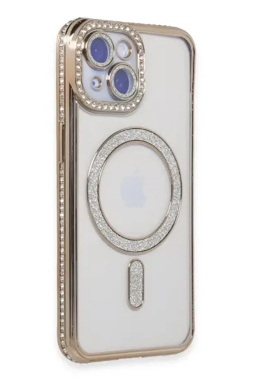 Newface iPhone 15 Kılıf Joke Simli Magneticsafe Kılıf - Gold resmi