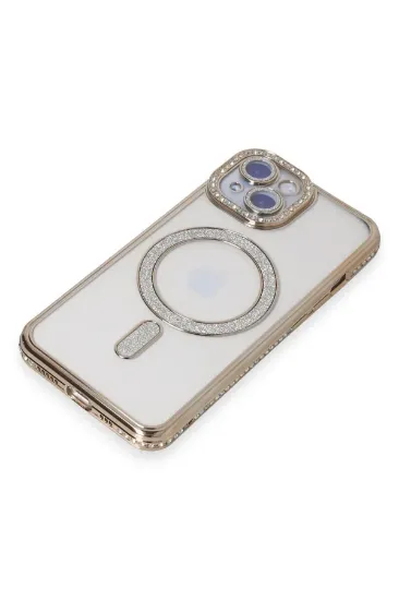 Newface iPhone 15 Kılıf Joke Simli Magneticsafe Kılıf - Gold resmi