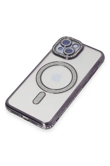 Newface iPhone 15 Kılıf Joke Simli Magneticsafe Kılıf - Derin Mor resmi