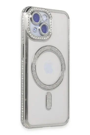 Newface iPhone 15 Kılıf Joke Simli Magneticsafe Kılıf - Gümüş resmi