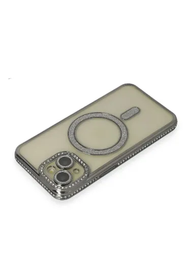 Newface iPhone 15 Kılıf Joke Simli Magneticsafe Kılıf - Gri resmi