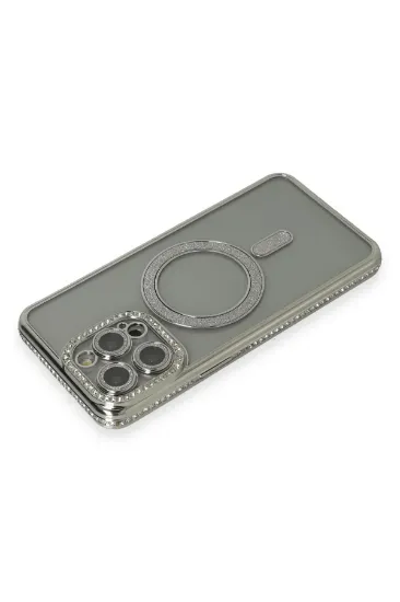 Newface iPhone 15 Pro Kılıf Joke Simli Magneticsafe Kılıf - Gri resmi