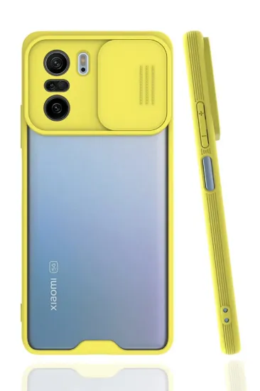 Newface Xiaomi Poco F3 Kılıf Platin Kamera Koruma Silikon - Sarı resmi