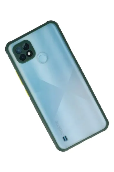 Newface Realme C21 Kılıf Miami Şeffaf Silikon - Koyu Yeşil resmi