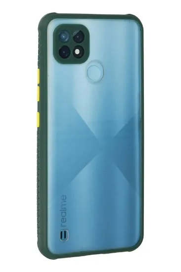 Newface Realme C21 Kılıf Miami Şeffaf Silikon - Koyu Yeşil resmi
