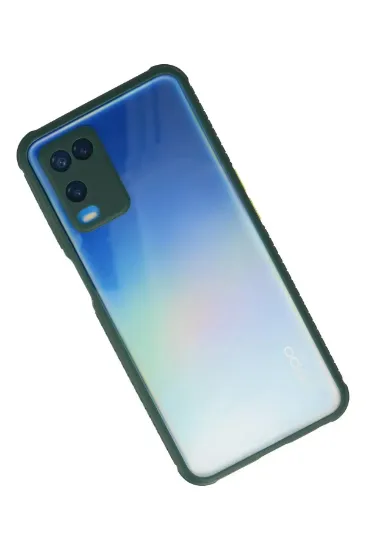 Newface Oppo A54 4G Kılıf Miami Şeffaf Silikon - Koyu Yeşil resmi