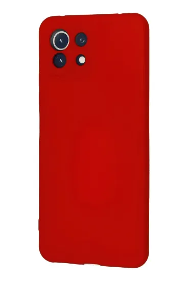 Newface Xiaomi Mİ 11 Lite Kılıf Nano içi Kadife Silikon - Kırmızı resmi