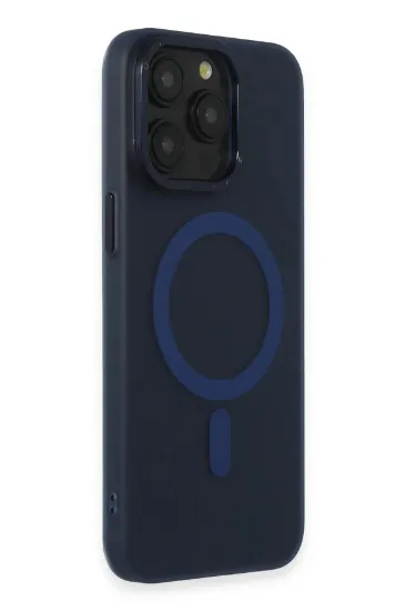 Newface iPhone 15 Pro Max Kılıf Lodos Magneticsafe Mat Kapak - Mavi resmi