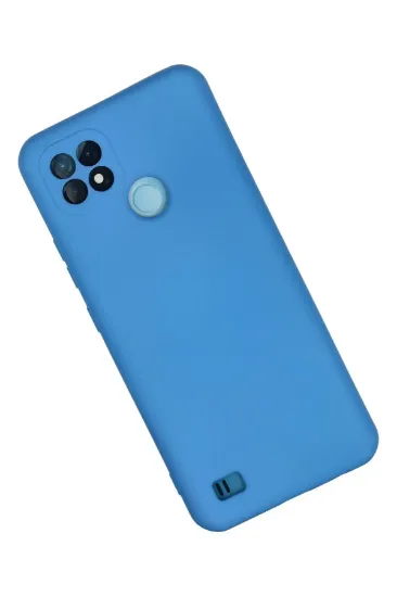Newface Realme C21 Kılıf Nano içi Kadife Silikon - Mavi resmi