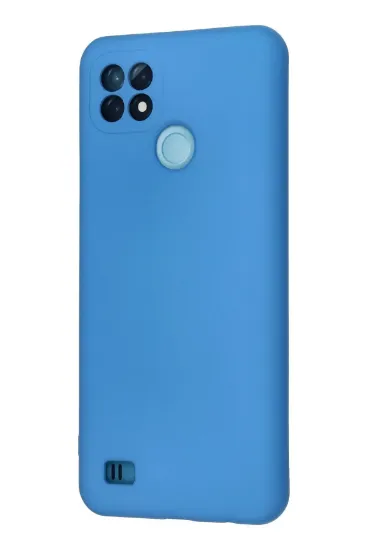 Newface Realme C21 Kılıf Nano içi Kadife Silikon - Mavi resmi