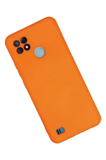 Newface Realme C21 Kılıf Nano içi Kadife Silikon - Turuncu resmi
